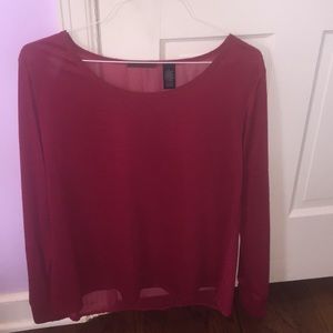 Red Long Sleeve Blouse